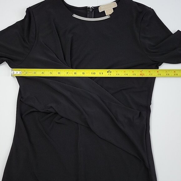 Michael Kors Women's Black Sheath Long Sleeves Dress Fold over Front Size Medium - Picture 7 of 9